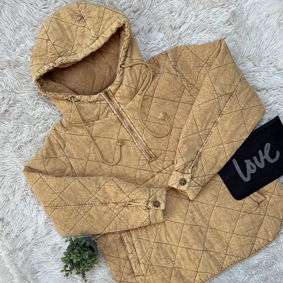 And The Why Jackets & Blazers - 🎉HP🎉 And The Why Quilted Hooded Quarter Zip Jacket 💗 Mustard